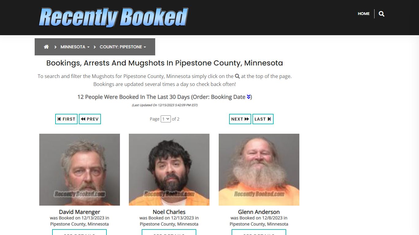 Bookings, Arrests and Mugshots in Pipestone County, Minnesota