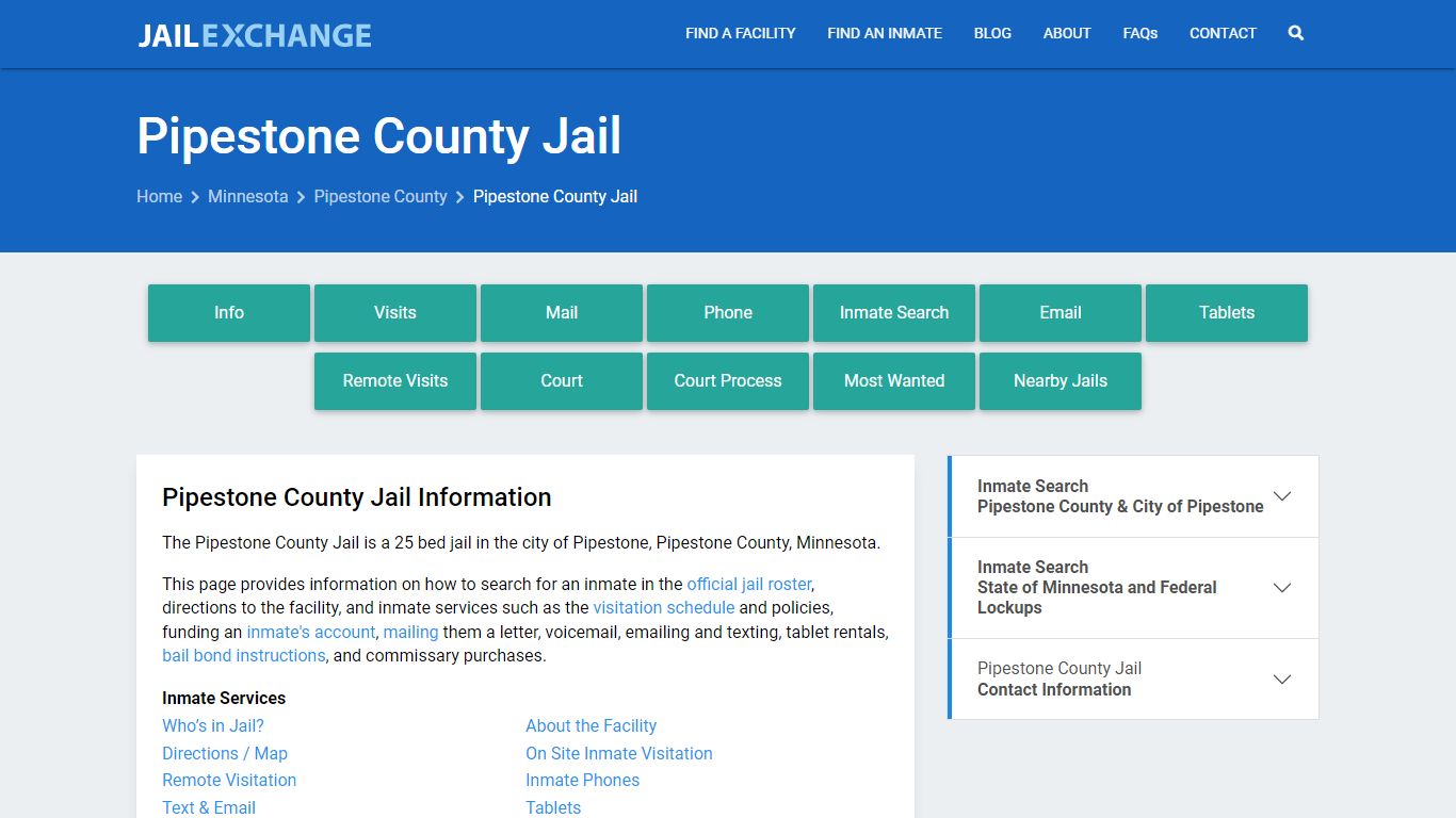 Pipestone County Jail, MN Inmate Search, Information